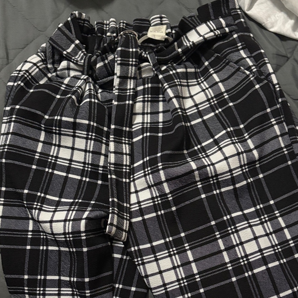 Plaid Black and White Women's Pants